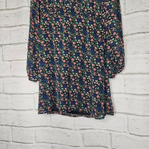 Nasty Gal V-Neck Long-Sleeve Floral Print Mini Dress Multi-Color Size 0 NWT - Picture 4 of 13